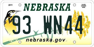 NE license plate 93WN44