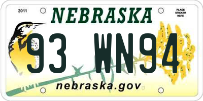 NE license plate 93WN94