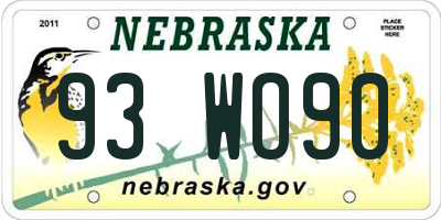 NE license plate 93WO90