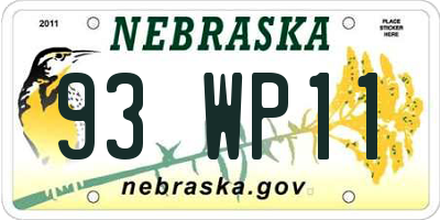 NE license plate 93WP11