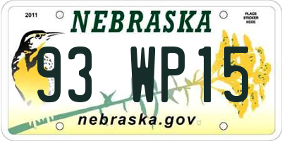 NE license plate 93WP15