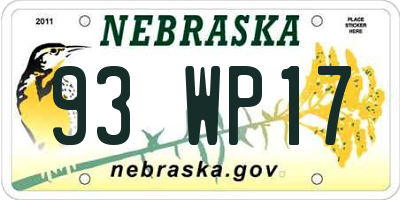 NE license plate 93WP17