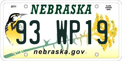 NE license plate 93WP19