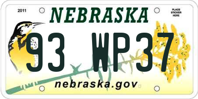 NE license plate 93WP37