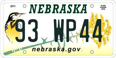 NE license plate 93WP44