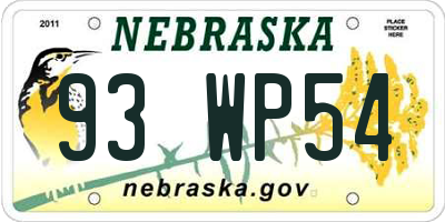 NE license plate 93WP54