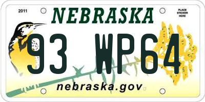 NE license plate 93WP64