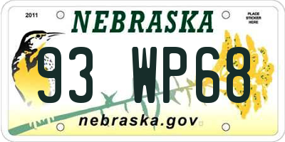 NE license plate 93WP68