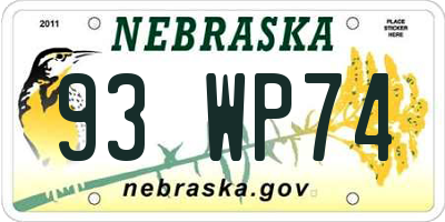 NE license plate 93WP74