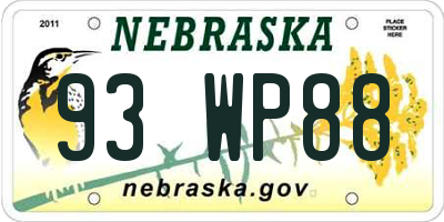 NE license plate 93WP88