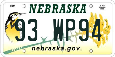 NE license plate 93WP94