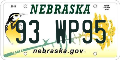 NE license plate 93WP95