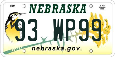 NE license plate 93WP99