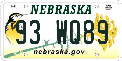 NE license plate 93WQ89