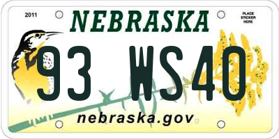 NE license plate 93WS40
