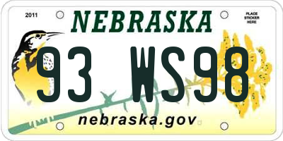 NE license plate 93WS98