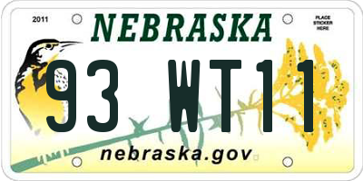 NE license plate 93WT11