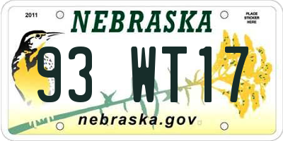 NE license plate 93WT17