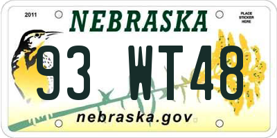 NE license plate 93WT48