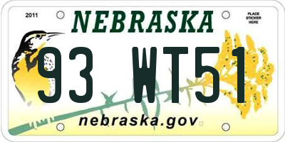 NE license plate 93WT51