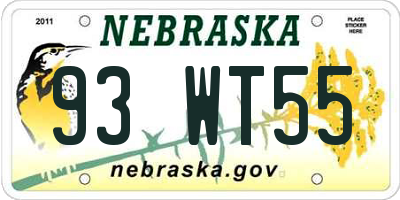 NE license plate 93WT55