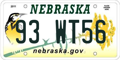 NE license plate 93WT56