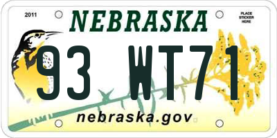 NE license plate 93WT71