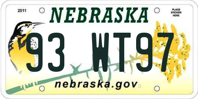 NE license plate 93WT97