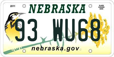 NE license plate 93WU68