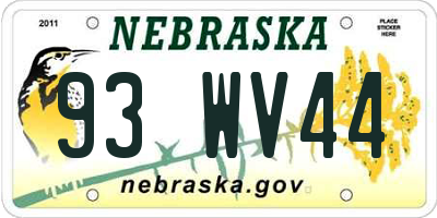 NE license plate 93WV44