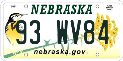 NE license plate 93WV84