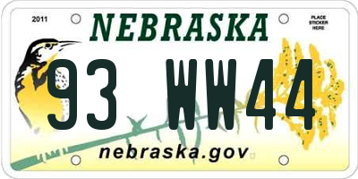 NE license plate 93WW44