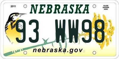 NE license plate 93WW98
