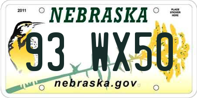 NE license plate 93WX50