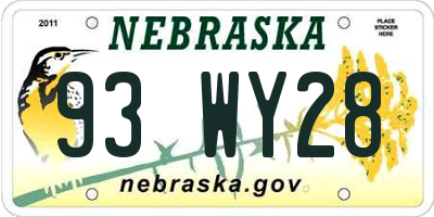 NE license plate 93WY28