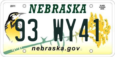 NE license plate 93WY41