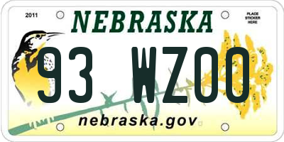 NE license plate 93WZ00