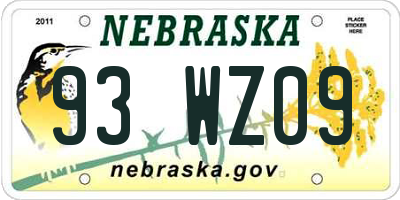 NE license plate 93WZ09