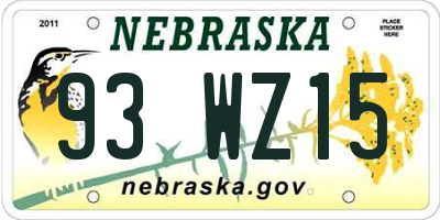 NE license plate 93WZ15