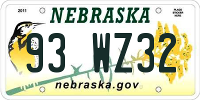 NE license plate 93WZ32
