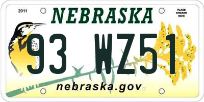 NE license plate 93WZ51