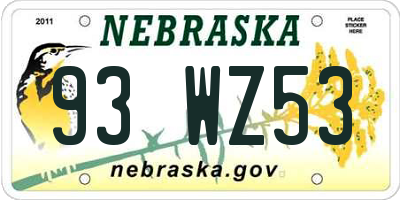 NE license plate 93WZ53