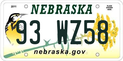 NE license plate 93WZ58