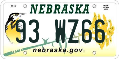 NE license plate 93WZ66