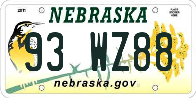 NE license plate 93WZ88