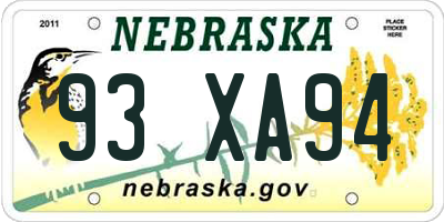 NE license plate 93XA94