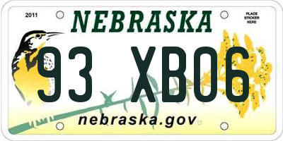 NE license plate 93XB06