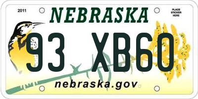 NE license plate 93XB60