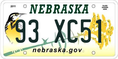 NE license plate 93XC51