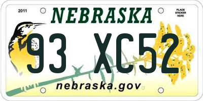 NE license plate 93XC52